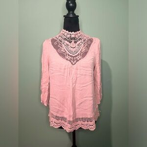 love, FIRE Blush Boho Lacy Top